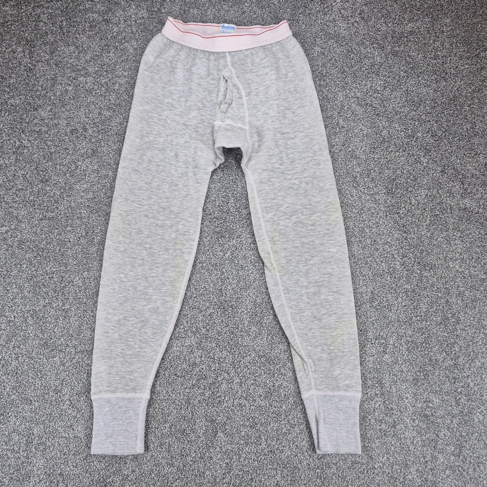 Vintage Duofold Thermal‎ Long Johns Mens Small Gray Two Layer Fabric Base Layer